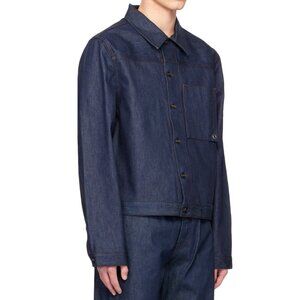 Jacquemus Navy Le Raphia Rigid Denim Jacket 48